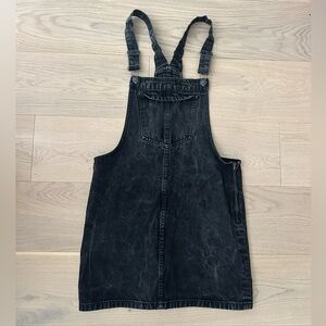 forever 21 black acid wash denim overalls dress